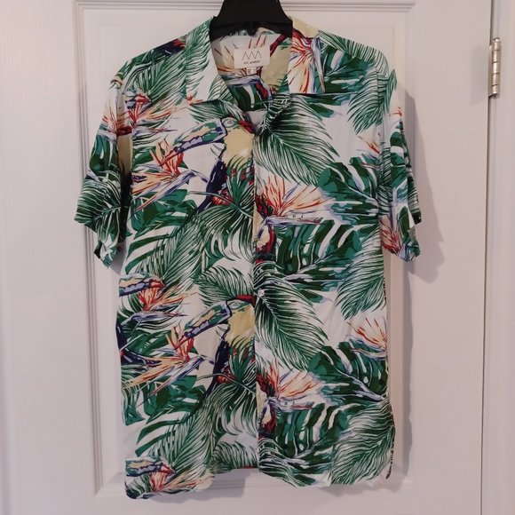 A.M. London Shirt Men Large Tropical Viscose Resort Sustainable - Picture 1 of 5